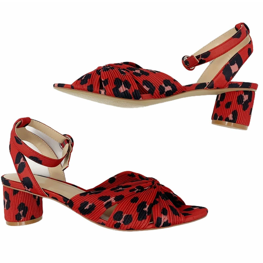 Cabi Red Leopard Print Siren Block Heel Sandals 9 - image 1